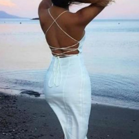 NWT Zara Linen Blend Midi Slit Front Strappy Dress - Picture 6 of 16